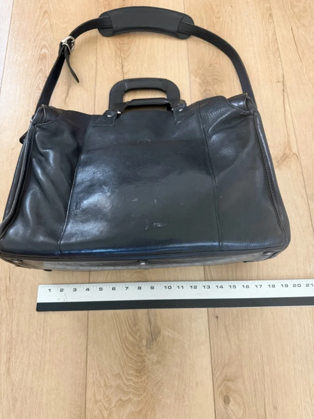 Glaser Designs Black Leather Briefcase.